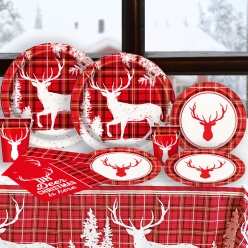 *Plaid Deer Xmas Party Pack for 8